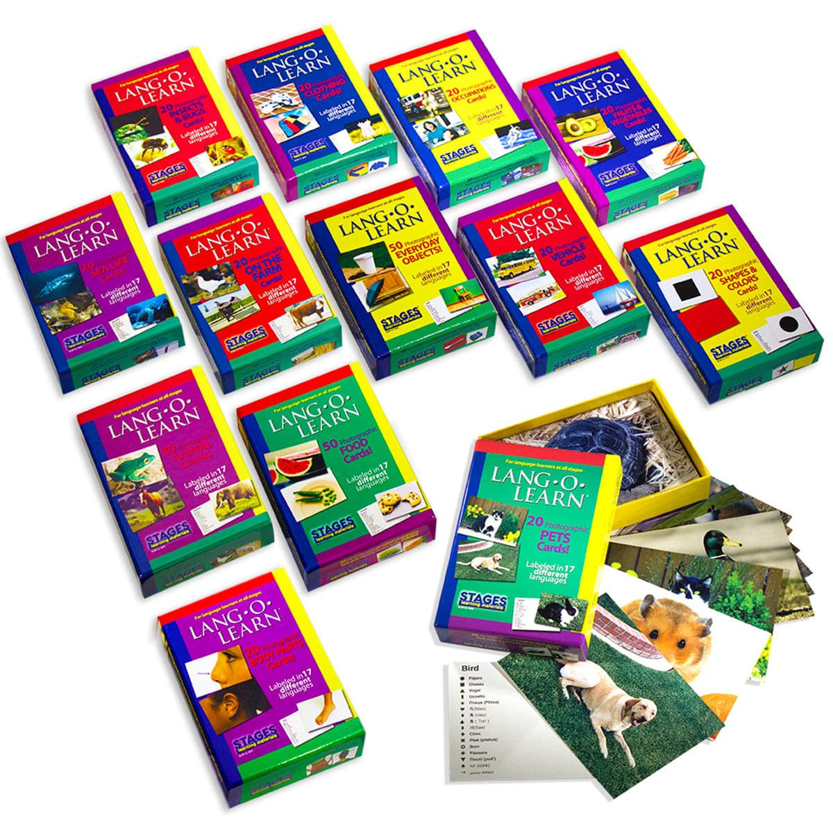 Stages Learning Lang-O-Learn ESL Animales Vocabulario Foto Tarjetas
