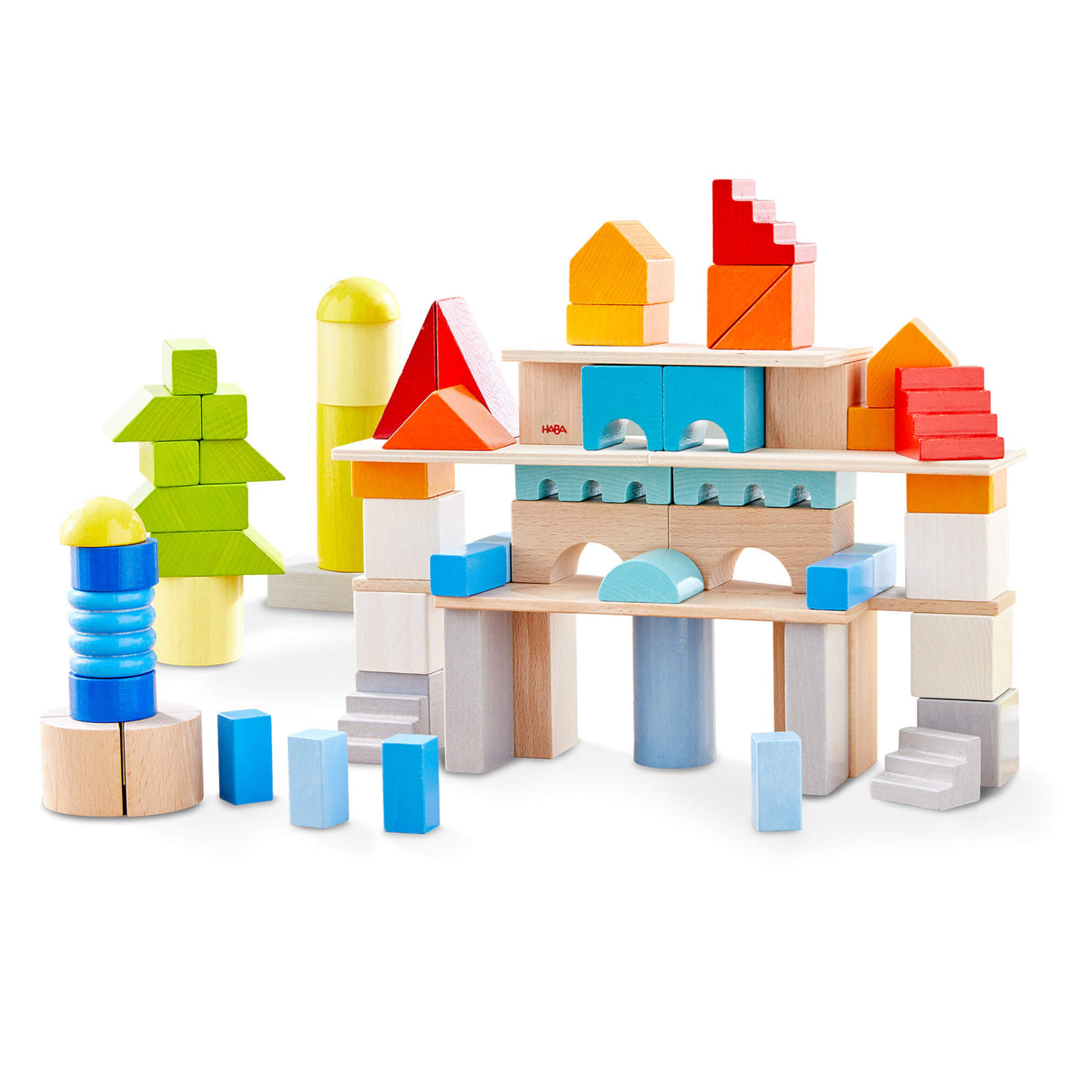 Colored Wooden Building Blocks - 85 Piece Set – The Autism Store