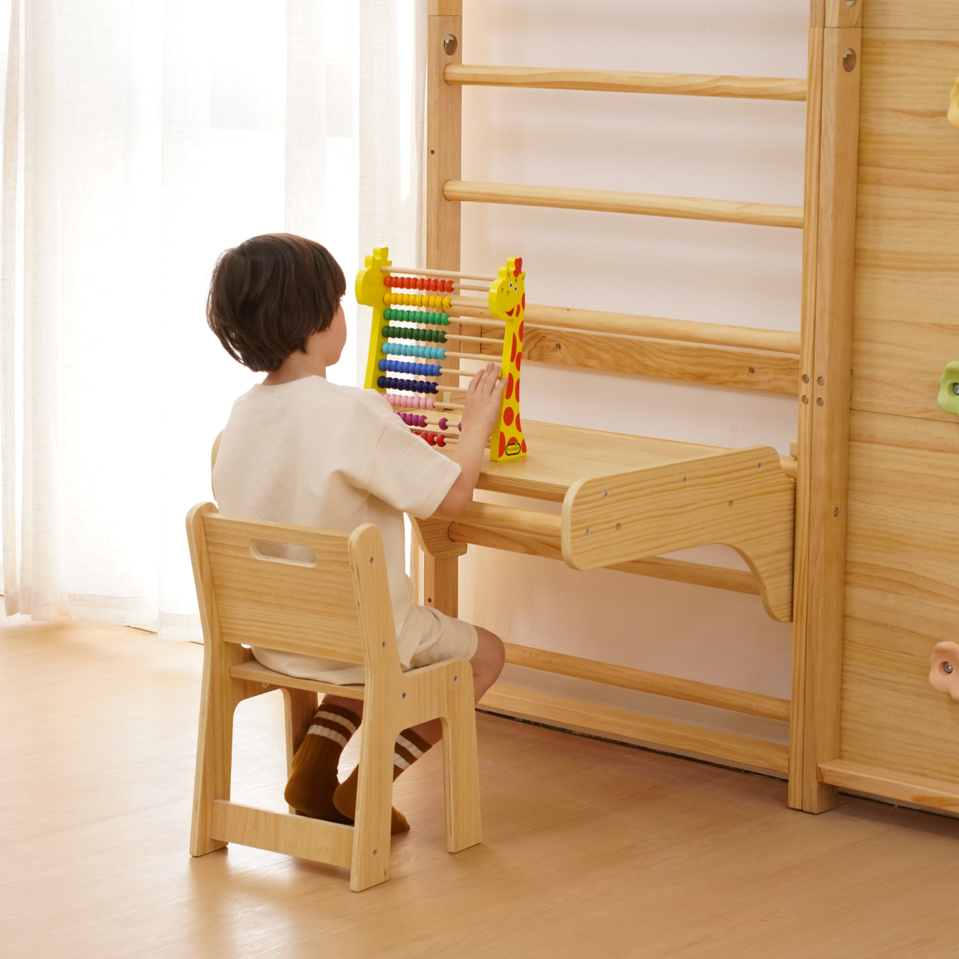 Walnut Modular 9-in-1 Swedish Ladder Wall Gym – Indoor Climber for