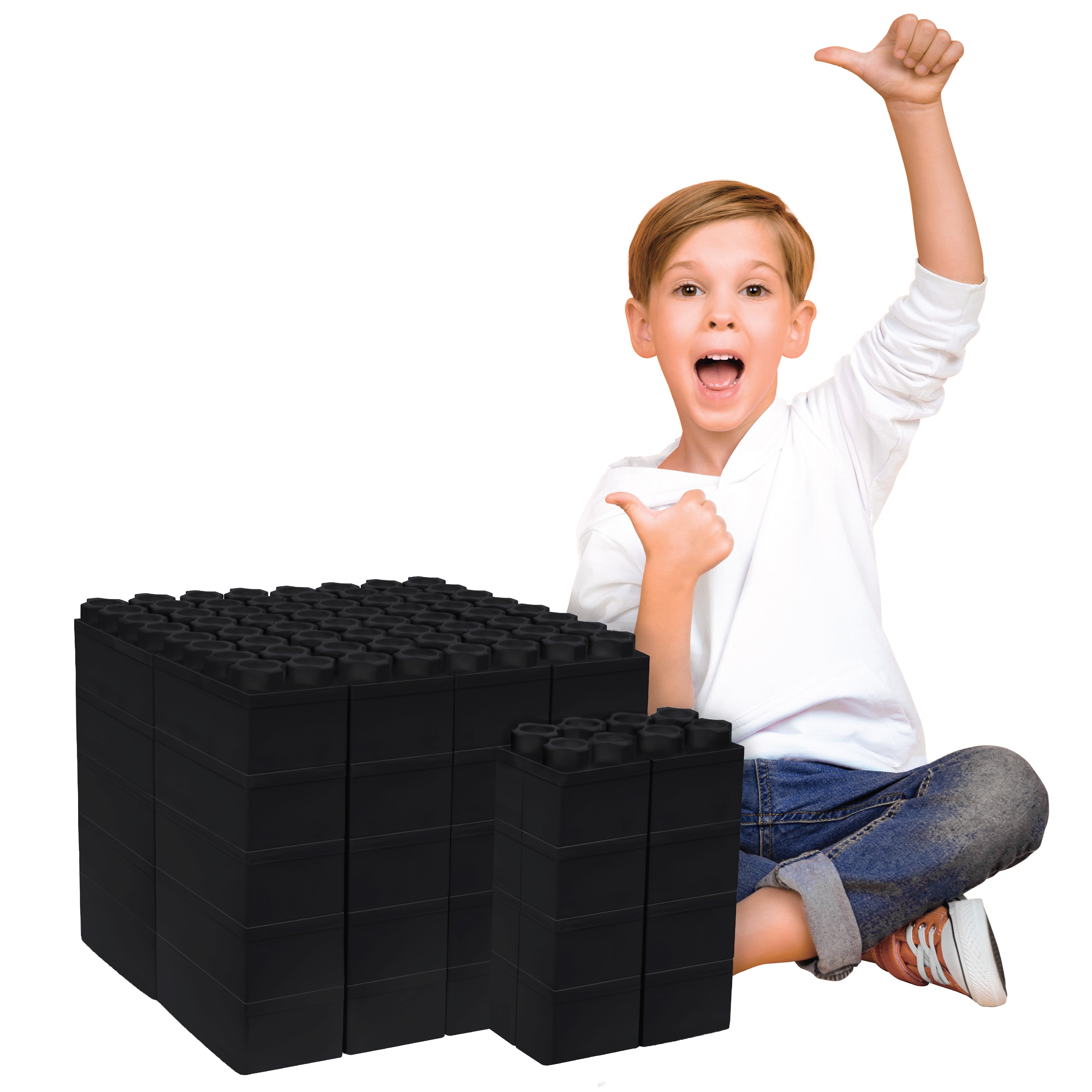 Jumbo Building Blocks Black 48 PC - Single Color Set – The Autism Store