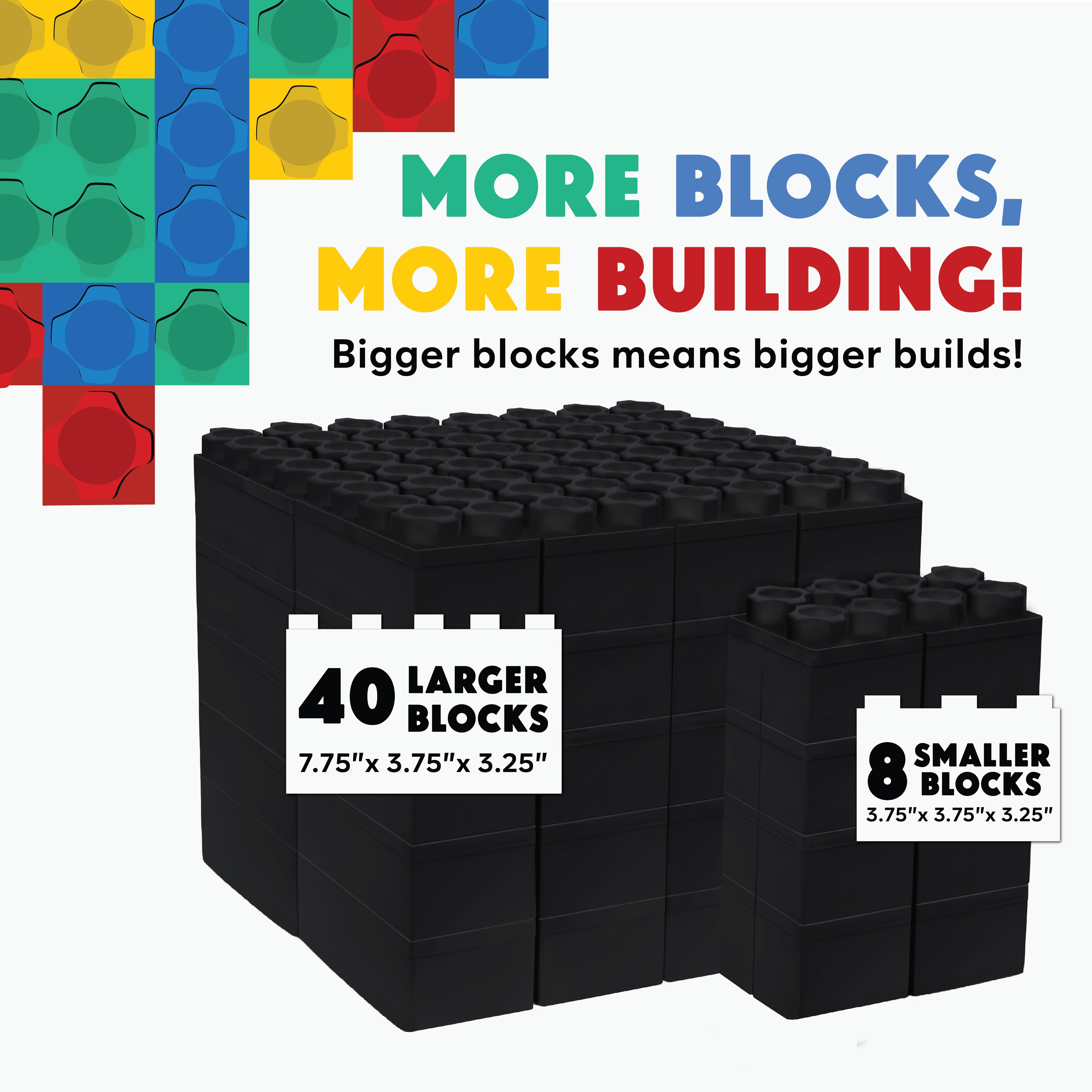 Jumbo Building Blocks Black 48 PC - Single Color Set – The Autism Store