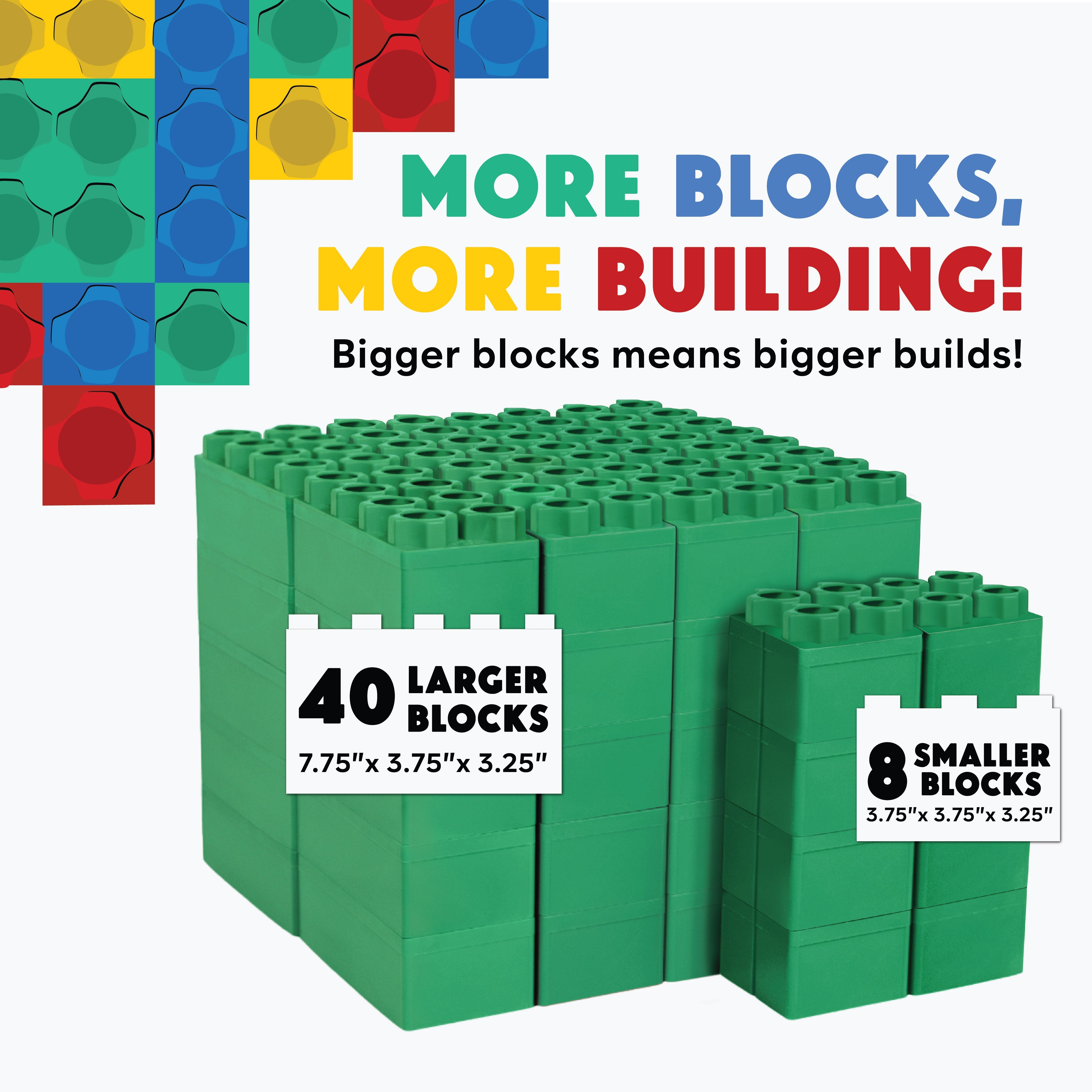 Green Math Blocks Jumbo Building Blocks Green 48 PC - Single Color Set – The Autism Store