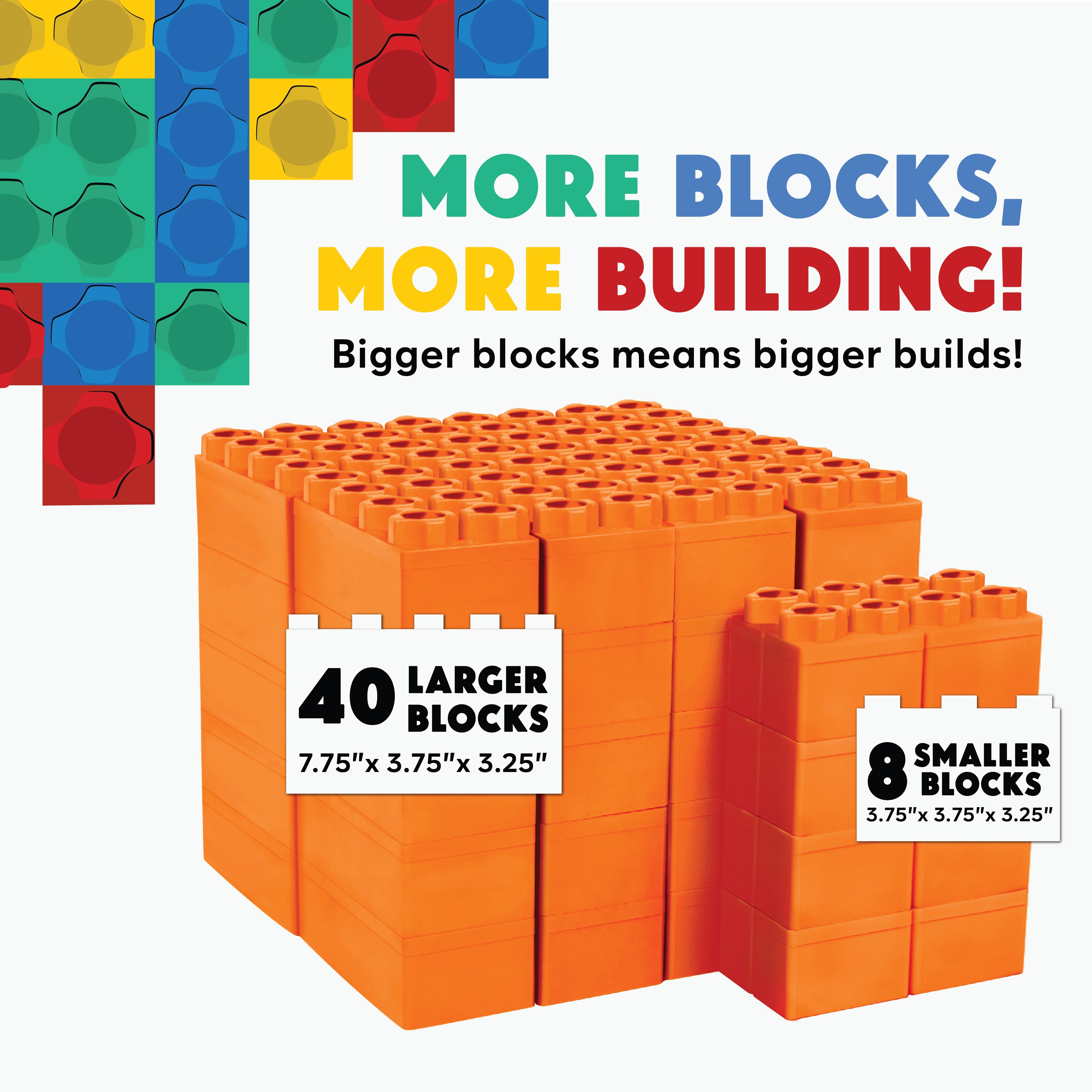 Orange Rectangular Blocks Jumbo Building Blocks Orange 48 PC - Single Color Set – The Autism Store