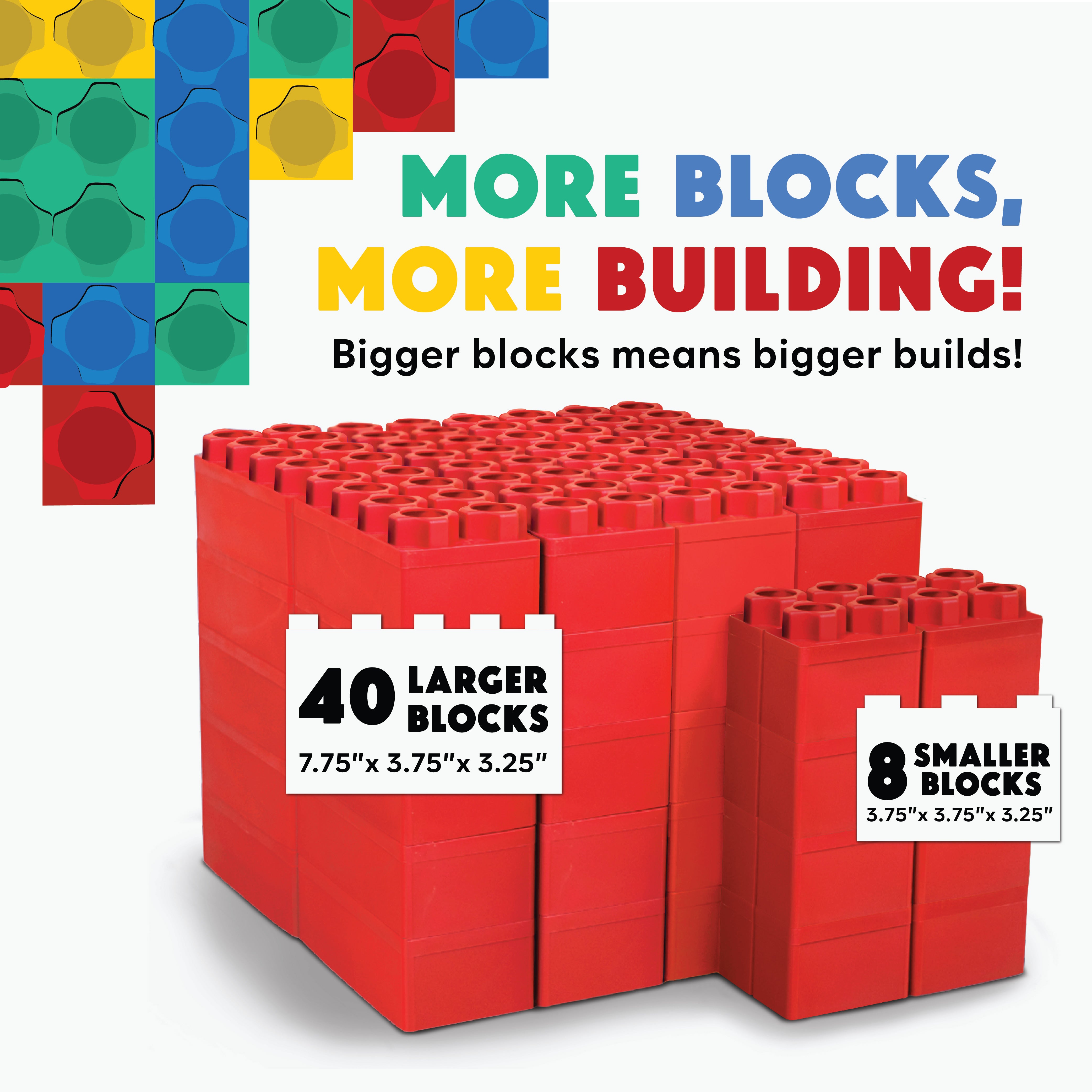 Red Single Building Blocks Jumbo Building Blocks Red 48 PC - Single Color Set – The Autism Store