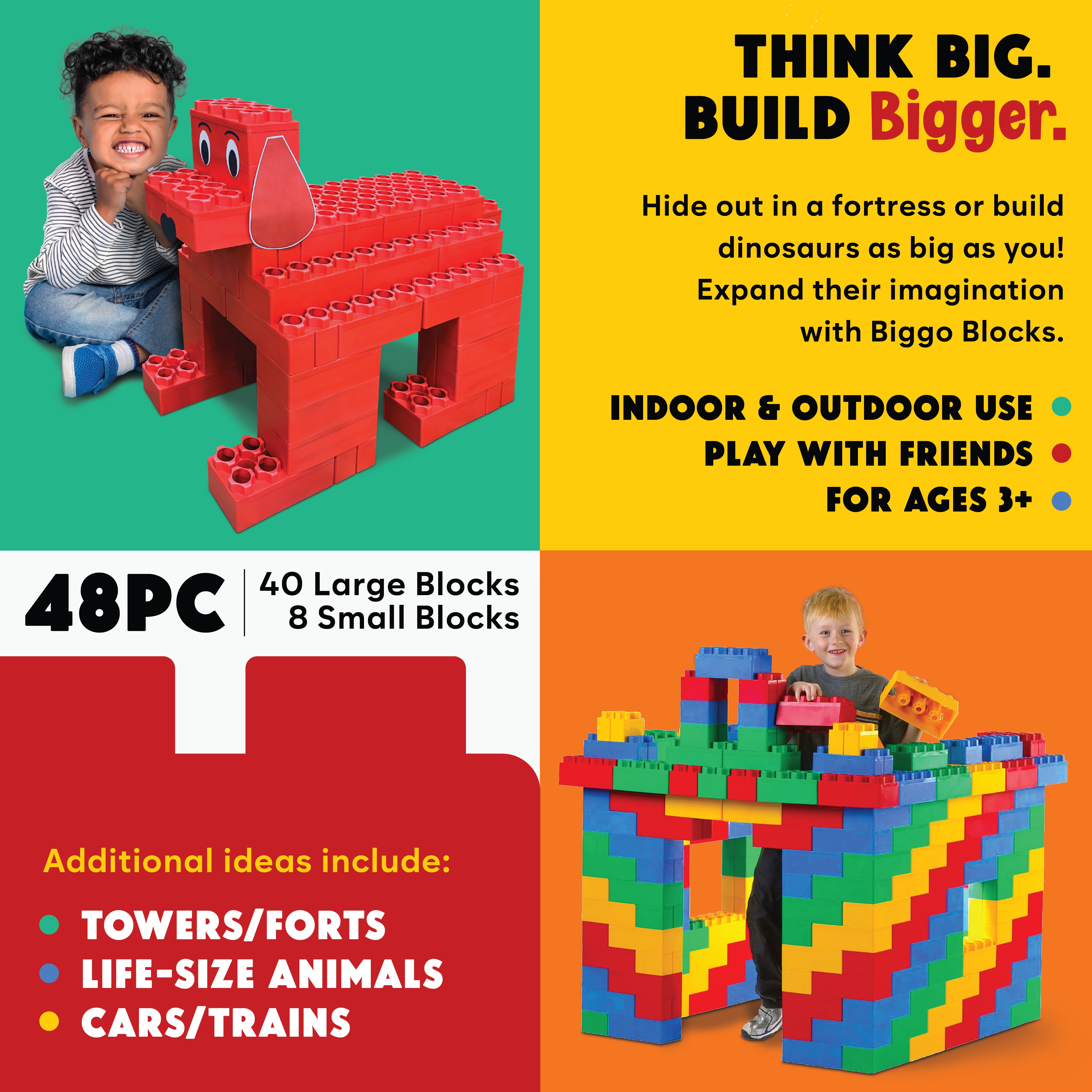 Jumbo Building Blocks Red 48 PC - Single Color Set – The Autism Store
