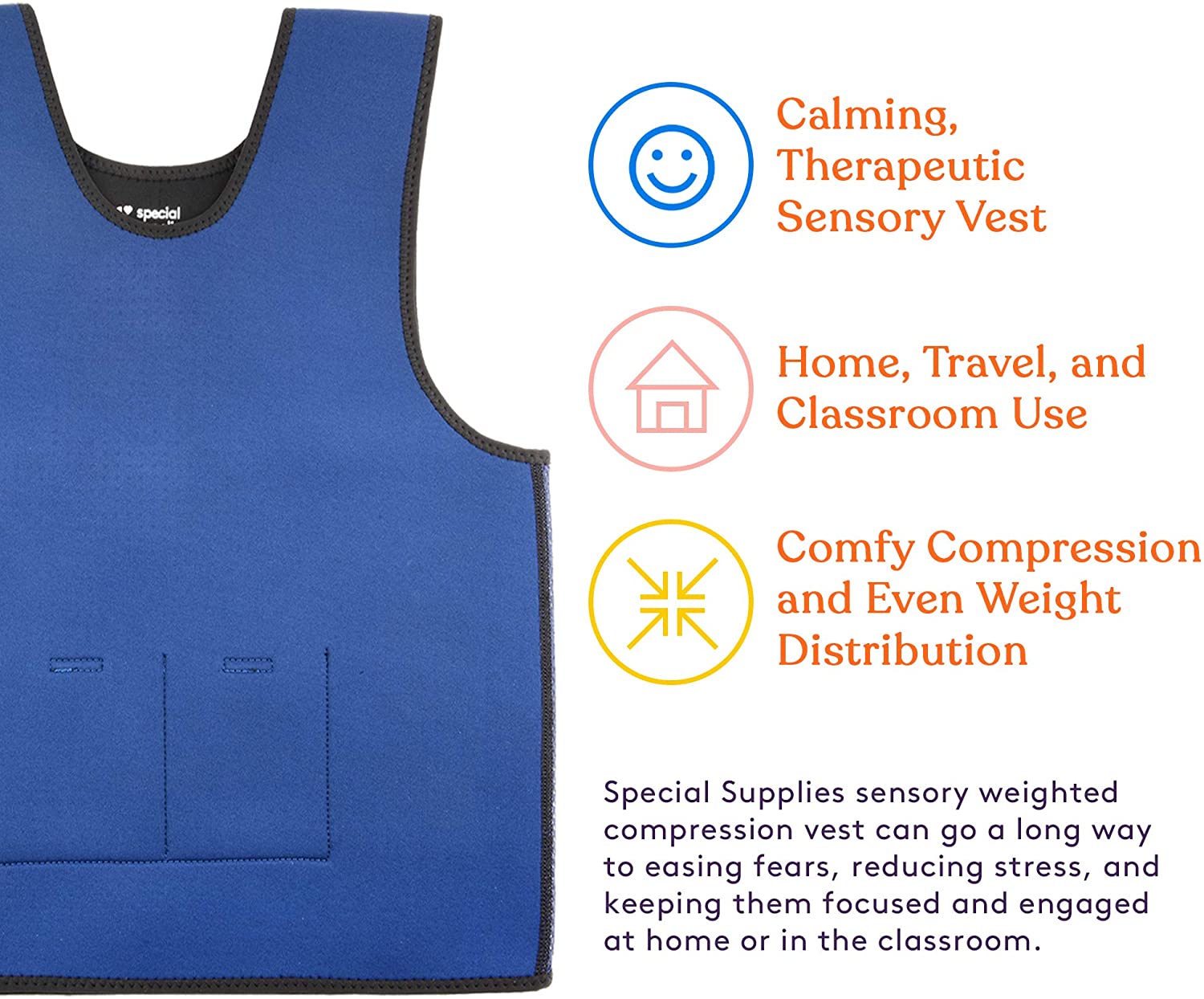 WEIGHTED - Sensory Compression Vest for Kids with Processing Disorders ...