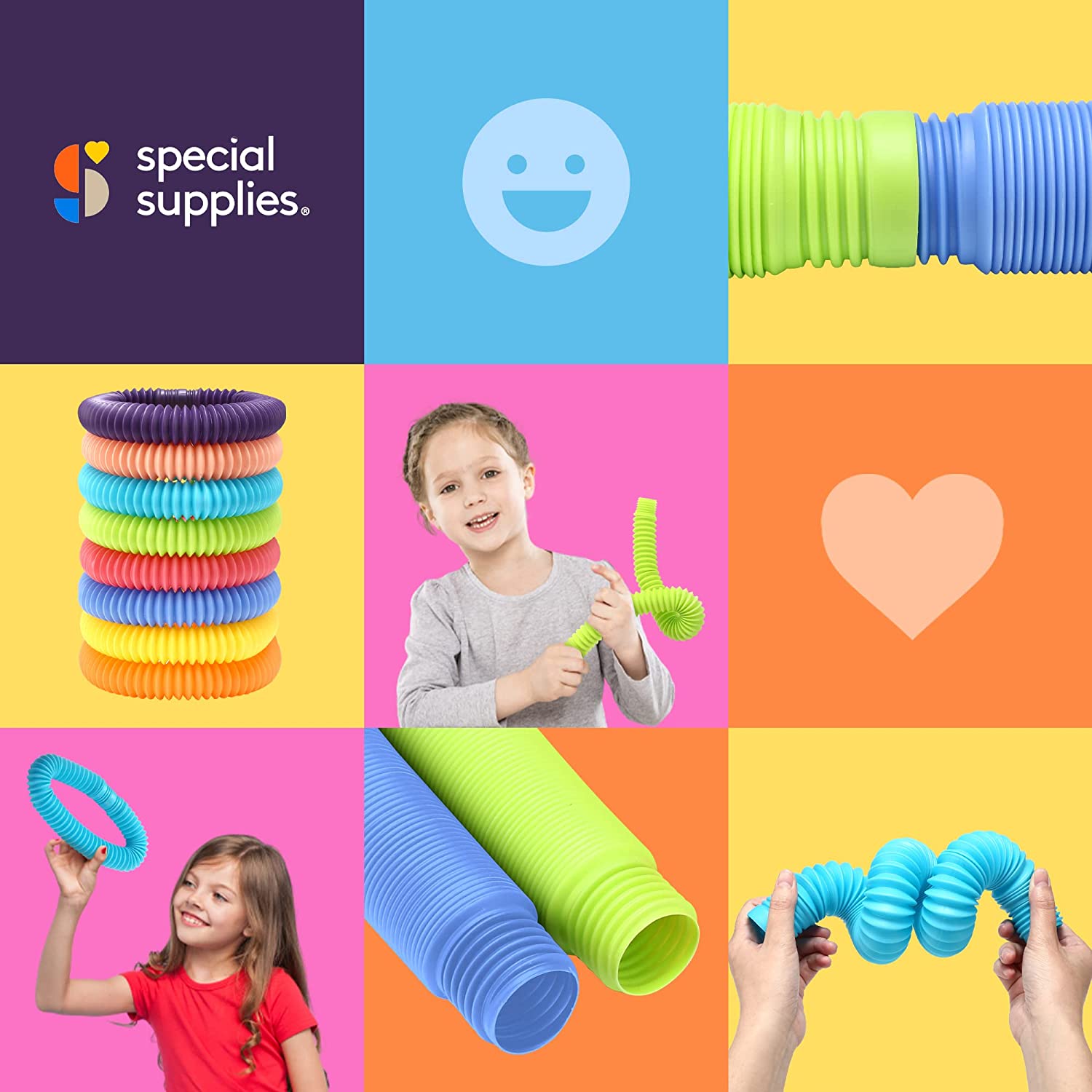 Pop Tube Storage Giant Pop Tubes (Multi-Color): 8 Pack – The Autism Store