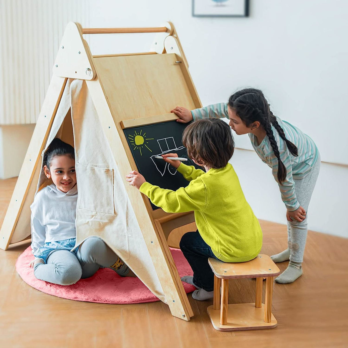 Oak - Wood Learning Tent and Climber with Desk and Chair – The Autism Store