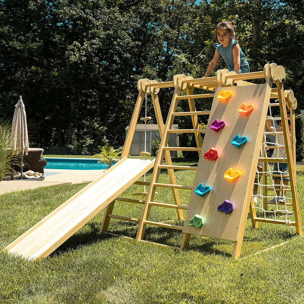 Chestnut 8-in-1 Jungle Gym for Toddlers Indoor Outdoor Wooden