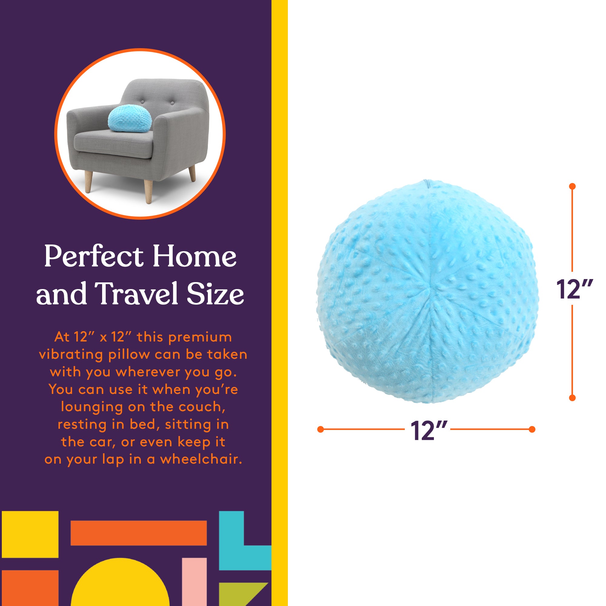 Vibrating Ball Pillow Sensory Pressure Activated for Kids and Adults Blue Vibrating Ball Pillow Sensory Pressure Activated for Kids and Adults Blue