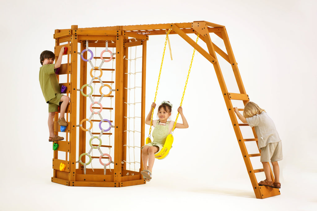 Hawthorn Outdoor Climber Playset Monkey Bars, Swing Octagon