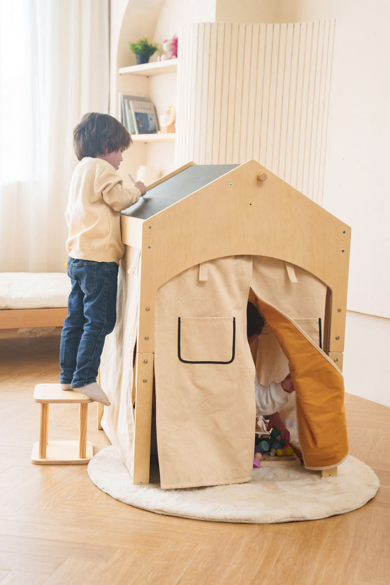 Ash Adjustable Wooden Learning Tent with Kids Desk & Chair – 2-in-1 Pl ...