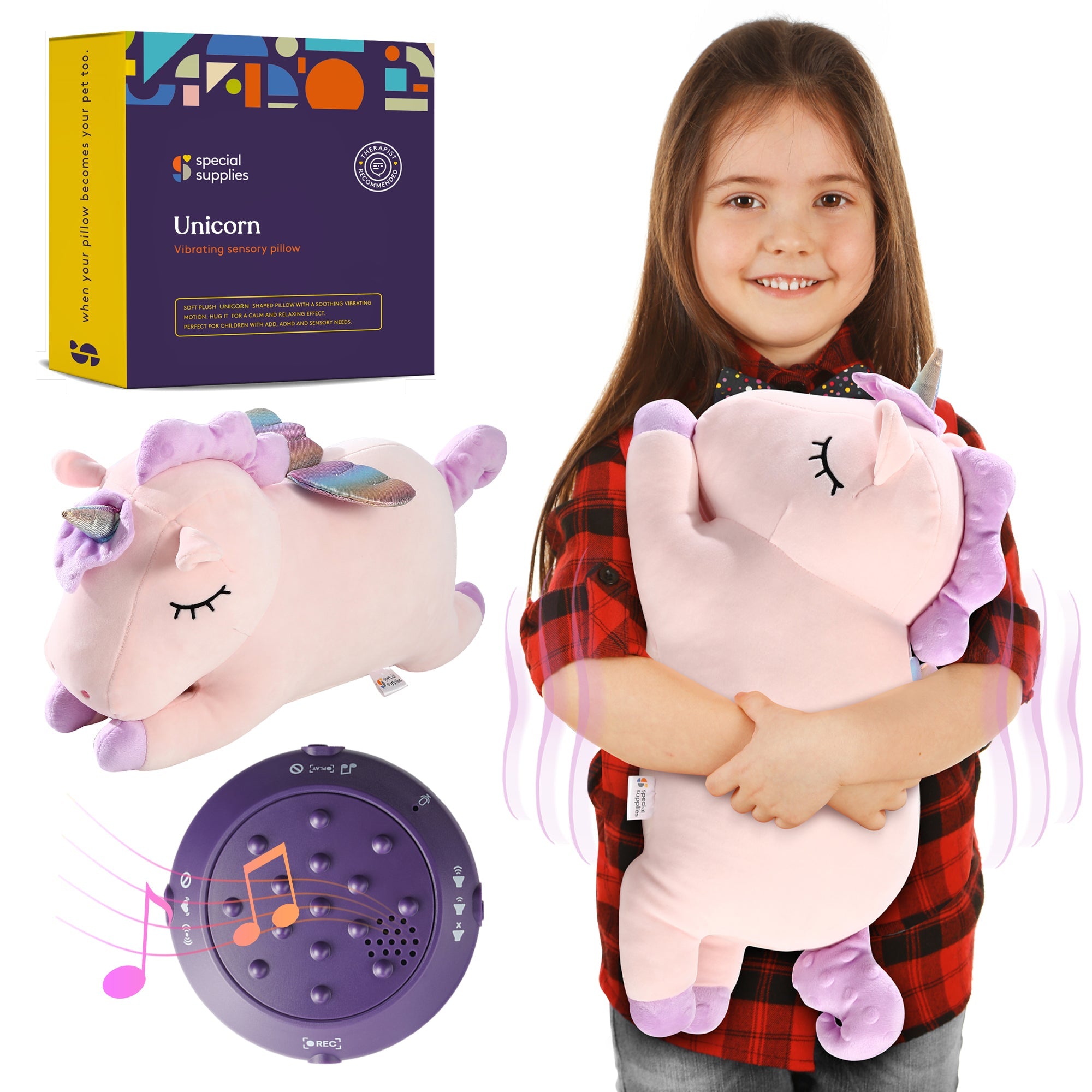 Special Supplies Vibrating Pillow Sensory Pressure Activated Calm for Kids and Adults, Plush Minky Soft Cover Textured Special Supplies Vibrating Pillow Sensory Pressure Activated Calm for Kids and Adults, Plush Minky Soft Cover Textured