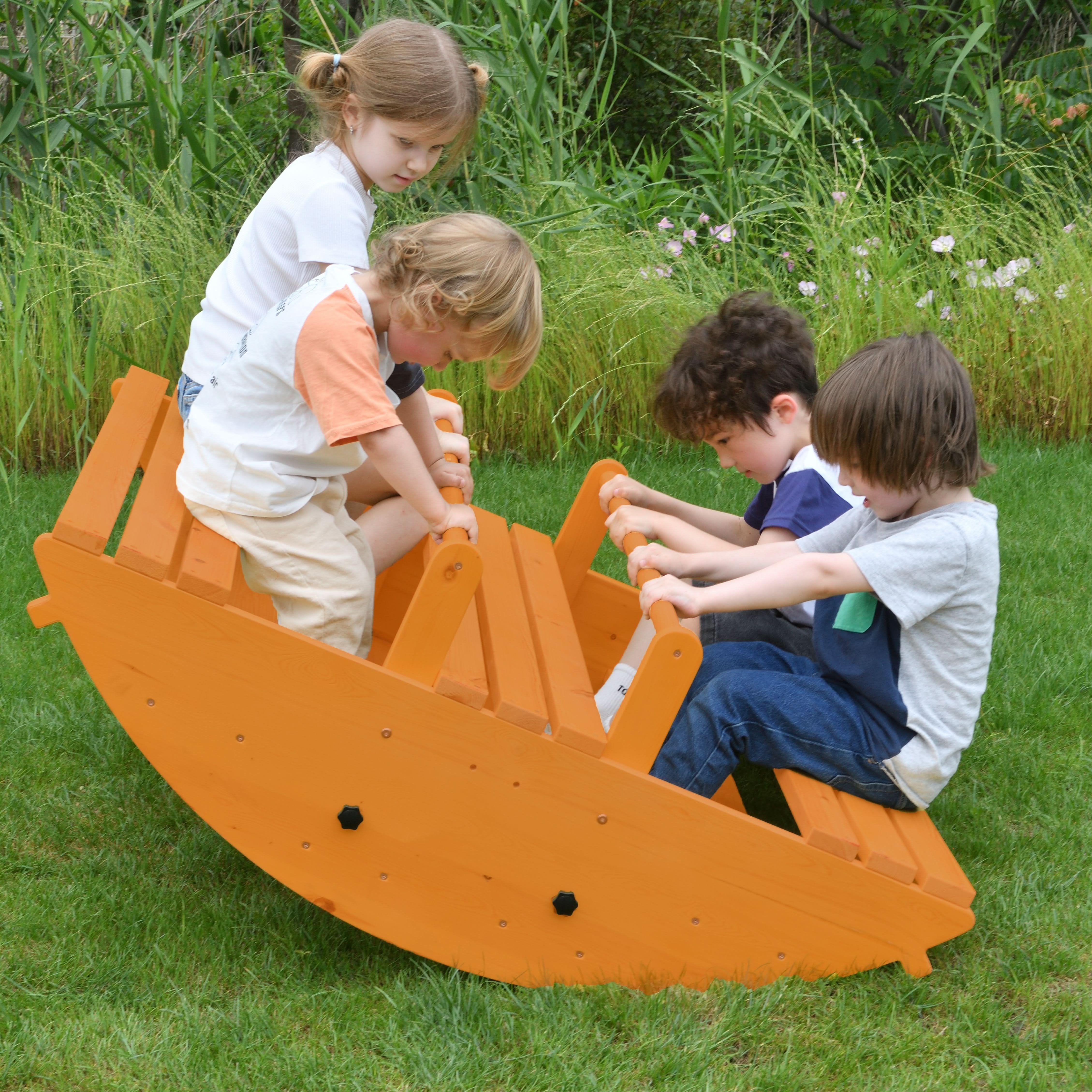 Outdoor Infant Rocker Banyan Jumbo Wooden Rocker & Climber Playset | Outdoor Gross Motor Toy ...
