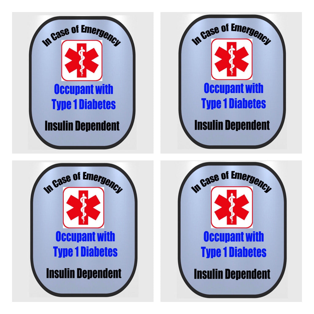 4 Pack Type 1 Diabetic Decal Medical Alert Safety Sticker Set – The ...