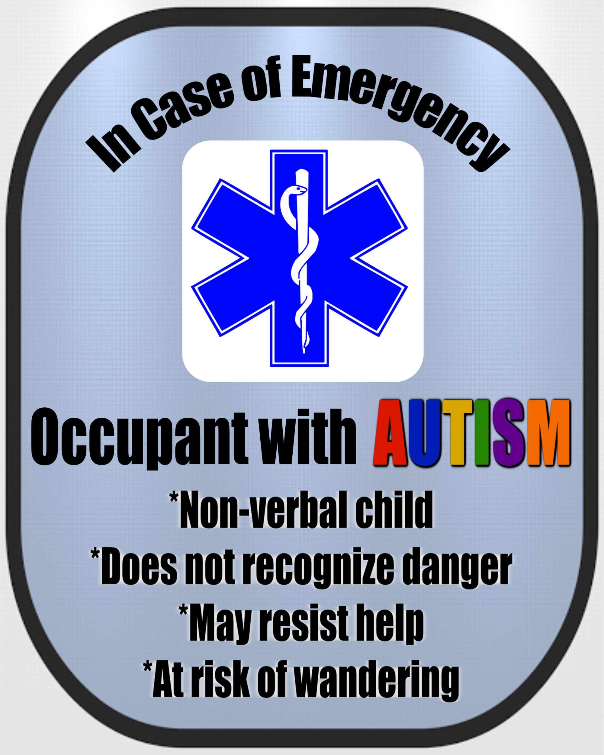 4 Pack Autism Decal Medical Alert Safety Sticker Set – The Autism Store