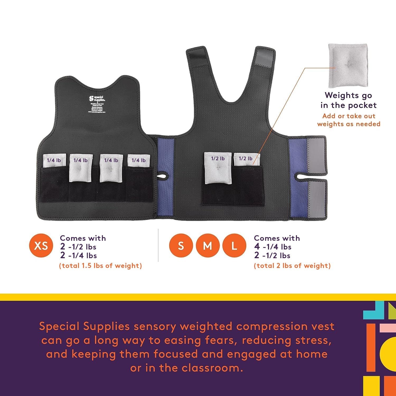 Compression Autism WEIGHTED - Sensory Compression Vest for Kids with Processing Disorders ...